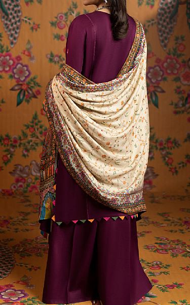 Faiza Faisal Egg Plant Khaddar Suit | Pakistani Winter Dresses- Image 2