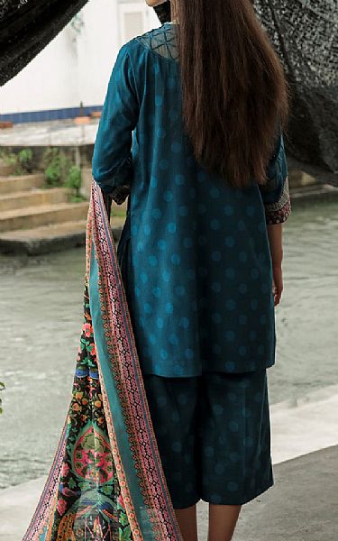 Faiza Faisal Teal Blue Dobby Suit | Pakistani Dresses in USA- Image 2