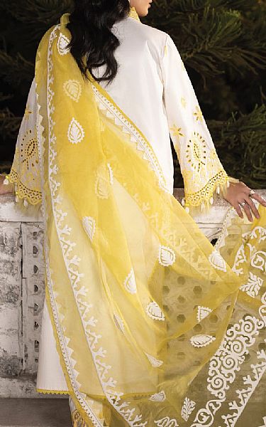 Faiza Faisal White/Yellow Cotton Suit | Pakistani Lawn Suits- Image 2