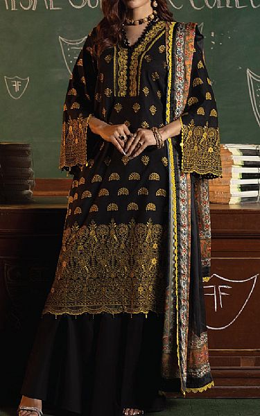 Faiza Faisal Black Cotton Suit | Pakistani Lawn Suits- Image 1