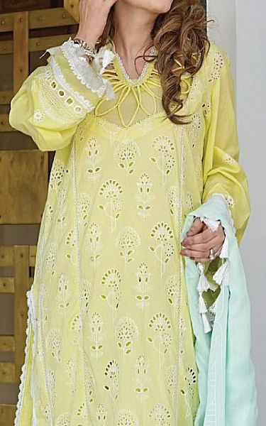 Faiza Faisal Yellow Cotton Suit | Pakistani Lawn Suits- Image 2