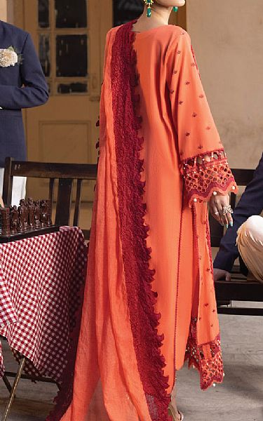 Faiza Faisal Orange Cotton Suit | Pakistani Lawn Suits- Image 2
