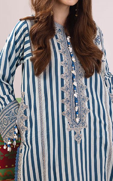 Faiza Faisal White/Blue Lawn Suit | Pakistani Lawn Suits- Image 2