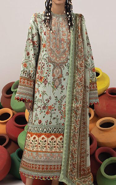Faiza Faisal Pistachio Green Lawn Suit | Pakistani Lawn Suits- Image 1