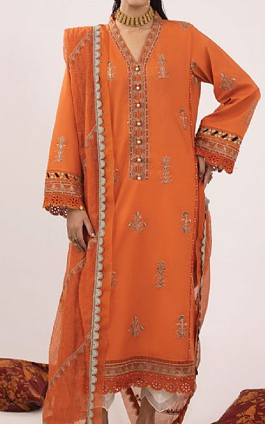 Faiza Faisal Safety Orange Lawn Suit | Pakistani Lawn Suits- Image 1