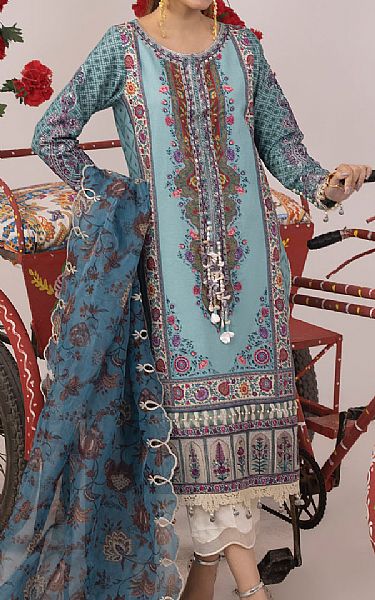 Faiza Faisal Cornflower Blue Lawn Suit | Pakistani Lawn Suits- Image 1