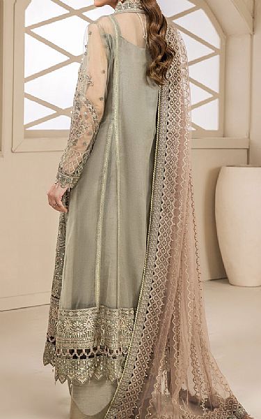 Farasha Pistachio Green Net Suit | Pakistani Embroidered Chiffon Dresses- Image 2