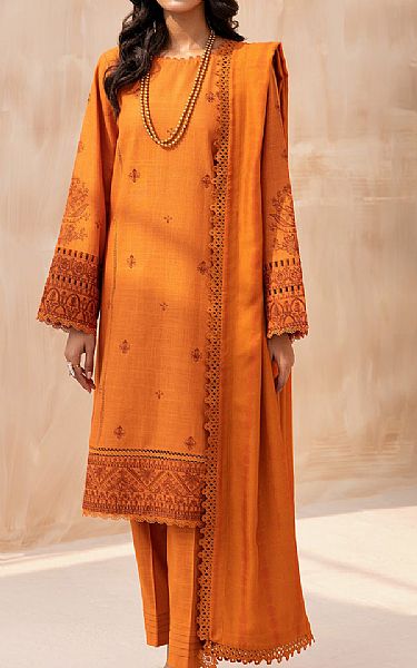 Farasha Safety Orange Khaddar Suit | Pakistani Winter Dresses- Image 1
