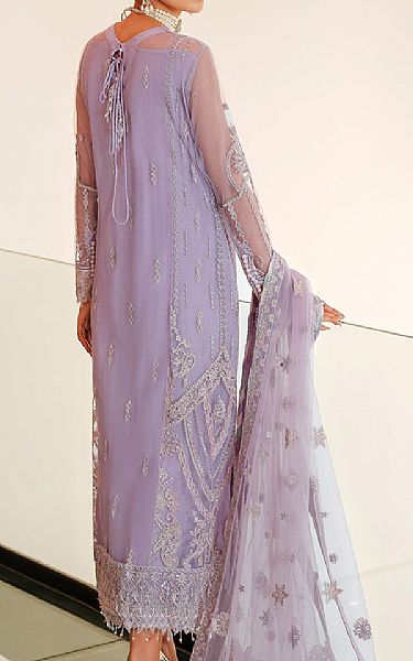 Farasha Lilac Net Suit | Pakistani Embroidered Chiffon Dresses- Image 2