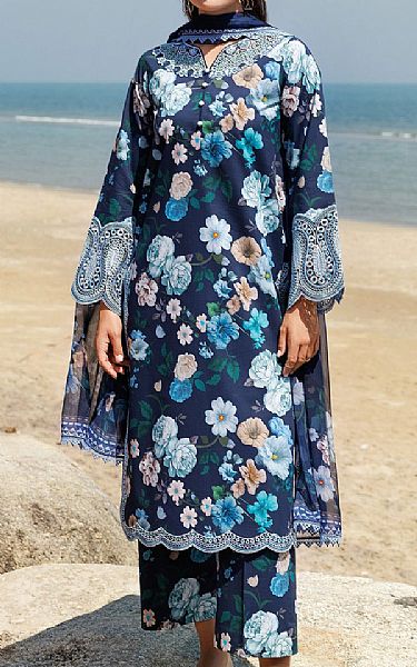 Farasha Navy Blue Lawn Suit | Pakistani Lawn Dress in USA- Image 1