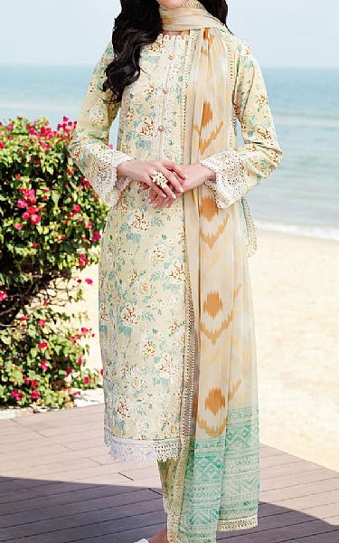 Farasha Cream Lawn Suit | Pakistani Lawn Dress in USA- Image 1
