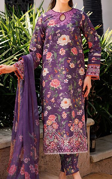 Farasha Purple Lawn Suit | Pakistani Lawn Dress in USA- Image 1