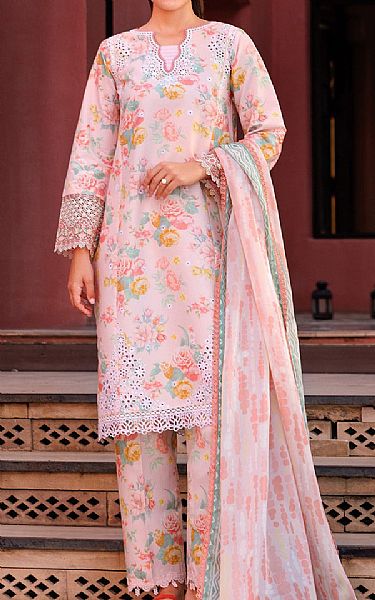 Farasha Pastel Pink Lawn Suit | Pakistani Lawn Dress in USA- Image 1