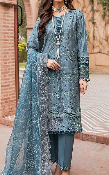 Cornflower Blue Lawn Suit | Farasha Pakistani Lawn Suits