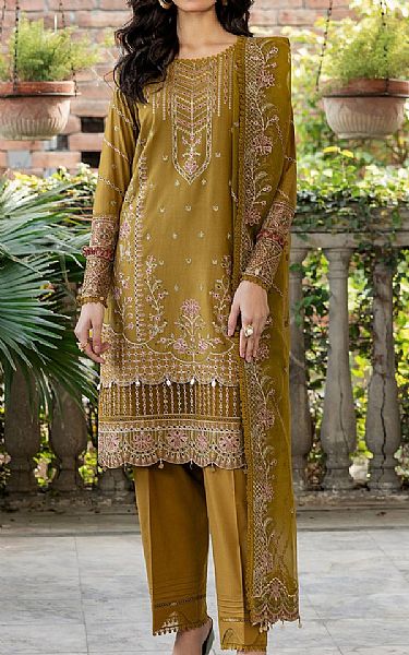 Farasha Lu__ Gold Lawn Suit | Pakistani Lawn Suits- Image 1