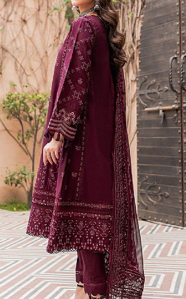 Farasha Wine Berry Lawn Suit | Pakistani Lawn Suits- Image 2