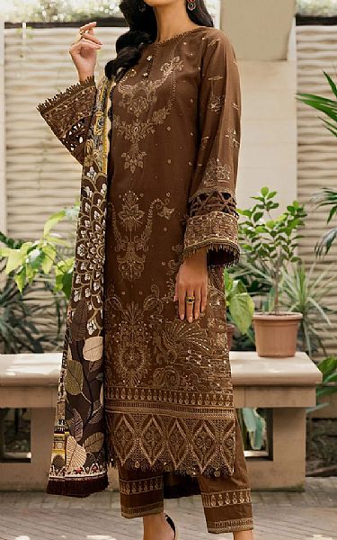 Farasha Dark Brown Khaddar Suit | Pakistani Dresses in USA- Image 1