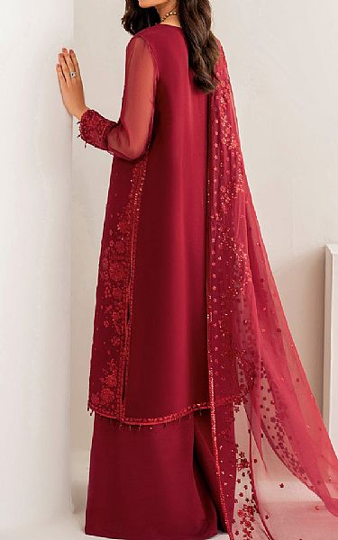 Farasha Vivid Burgundy Chiffon Suit | Pakistani Embroidered Chiffon Dresses USA- Image 2
