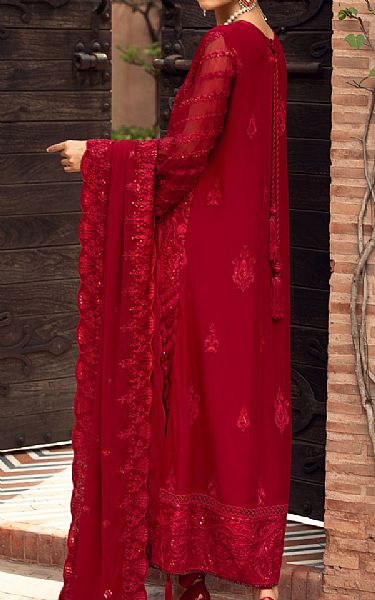 Farasha Scarlet Chiffon Suit | Pakistani Embroidered Chiffon Dresses USA- Image 2