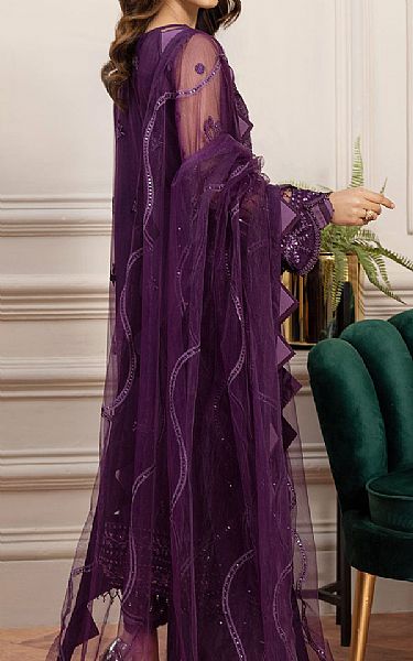 Farasha Indigo Net Suit | Pakistani Embroidered Chiffon Dresses USA- Image 2