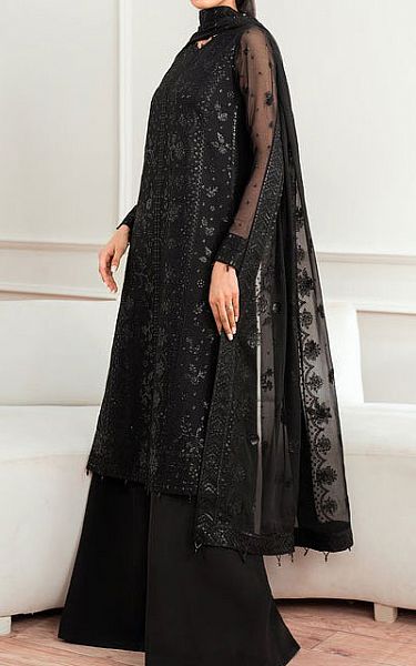 Farasha Black Chiffon Suit | Pakistani Embroidered Chiffon Dresses USA- Image 2
