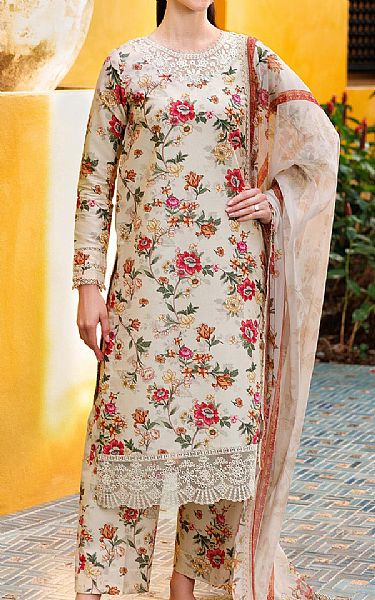 Farasha Beige Lawn Suit | Pakistani Lawn Dress in USA- Image 1