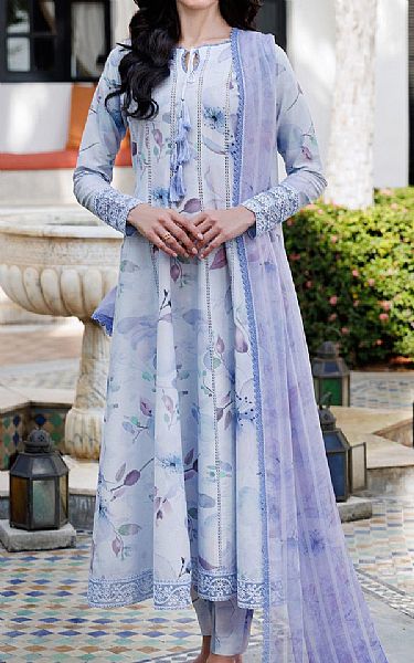 Farasha Off White/Lavender Lawn Suit | Pakistani Lawn Dress in USA- Image 1