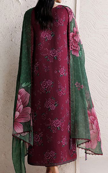 Farasha Wine Berry Chiffon Suit | Pakistani Embroidered Chiffon Dresses USA- Image 2