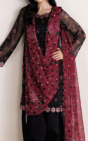 Farasha Black Chiffon Suit | Pakistani Embroidered Chiffon Dresses USA- Image 3