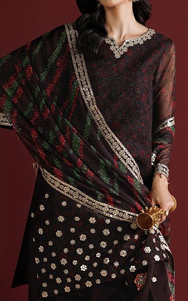 Farasha Black Chiffon Suit | Pakistani Embroidered Chiffon Dresses USA- Image 3