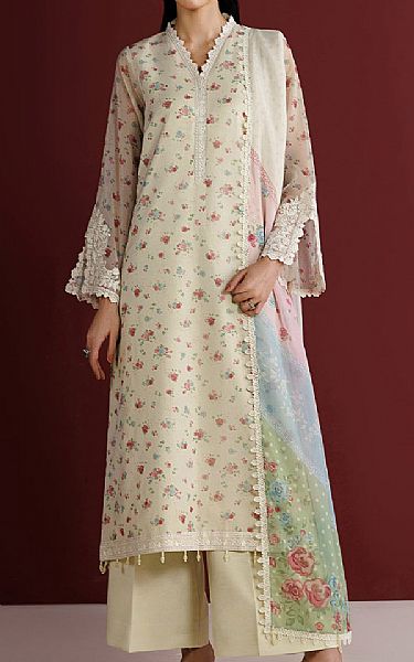 Farasha Off White Chiffon Suit | Pakistani Embroidered Chiffon Dresses USA- Image 1