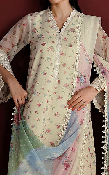Farasha Off White Chiffon Suit | Pakistani Embroidered Chiffon Dresses USA- Image 3