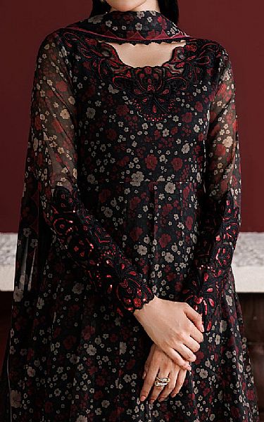 Farasha Black Chiffon Suit | Pakistani Embroidered Chiffon Dresses USA- Image 3