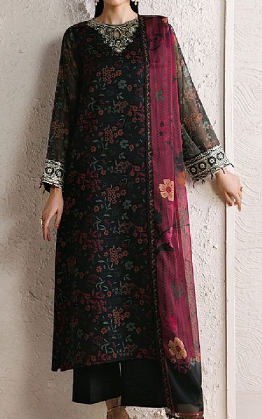 Farasha Black Chiffon Suit | Pakistani Embroidered Chiffon Dresses USA- Image 1