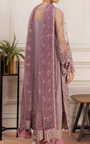 Farasha Lilac/Mauve Net Suit | Pakistani Embroidered Chiffon Dresses- Image 2