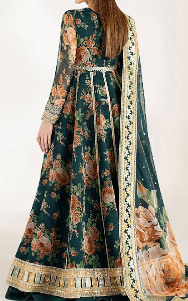 Farasha Teal Chiffon Suit | Pakistani Embroidered Chiffon Dresses USA- Image 2
