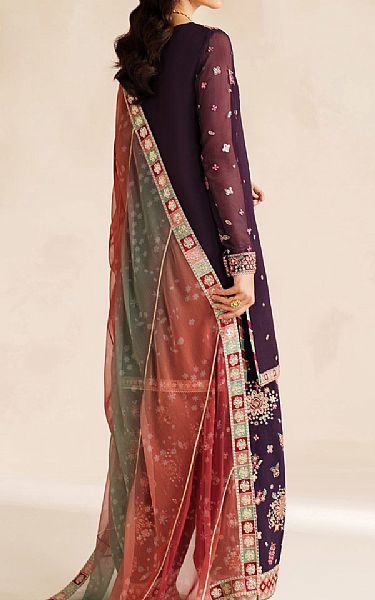 Farasha Plum Chiffon Suit | Pakistani Embroidered Chiffon Dresses USA- Image 2
