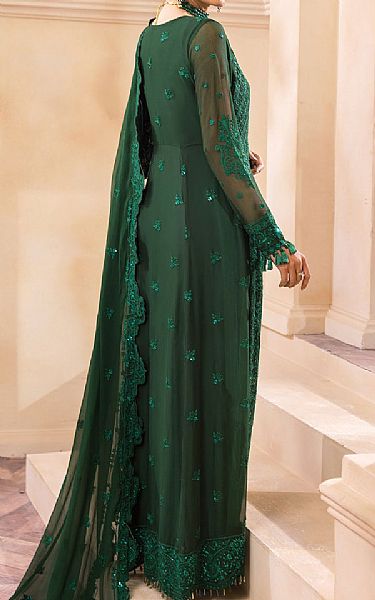 Farasha Bottle Green Chiffon Suit | Pakistani Embroidered Chiffon Dresses- Image 2