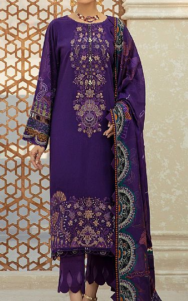 Farasha Indigo Linen Suit | Pakistani Dresses in USA- Image 1