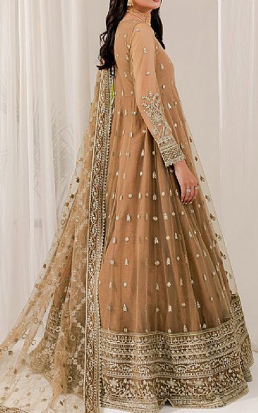 Farasha Bronze Net Suit | Pakistani Embroidered Chiffon Dresses- Image 2