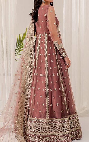 Farasha Tea Pink Net Suit | Pakistani Embroidered Chiffon Dresses- Image 2