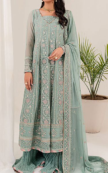 Farasha Light Turquoise Chiffon Suit | Pakistani Embroidered Chiffon Dresses USA- Image 1