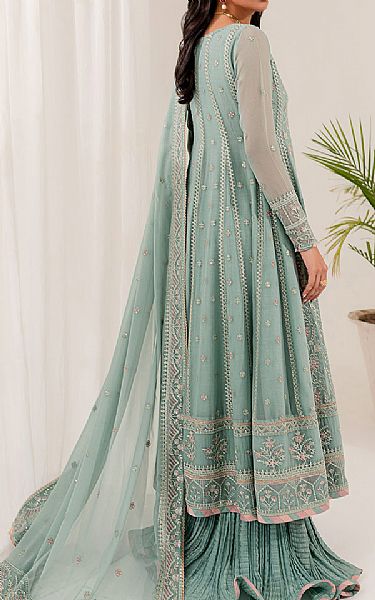 Farasha Light Turquoise Chiffon Suit | Pakistani Embroidered Chiffon Dresses- Image 2
