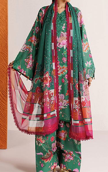 Farasha Viridian Green Lawn Suit | Pakistani Lawn Dress in USA- Image 1