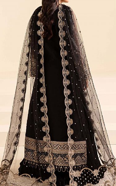 Farasha Black Net Suit | Pakistani Embroidered Chiffon Dresses USA- Image 2