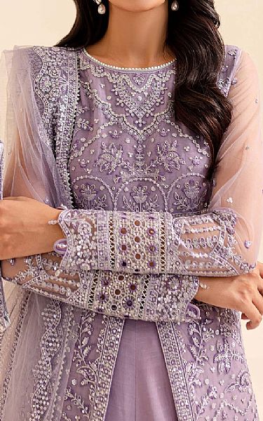 Farasha Lilac Net Suit | Pakistani Embroidered Chiffon Dresses USA- Image 3