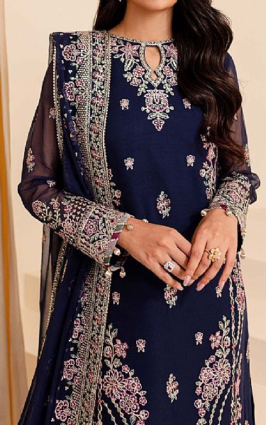 Farasha Navy Blue Chiffon Suit | Pakistani Embroidered Chiffon Dresses USA- Image 3
