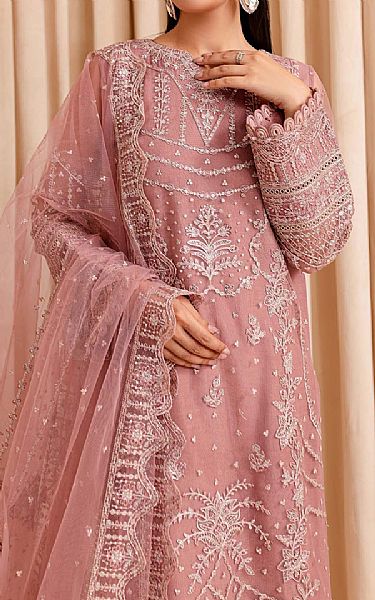 Farasha Dusty Pink Net Suit | Pakistani Embroidered Chiffon Dresses USA- Image 3