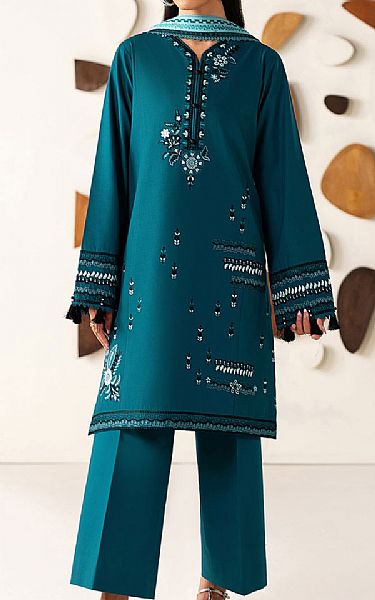 Farasha Teal Lawn Suit | Pakistani Lawn Dress in USA- Image 1