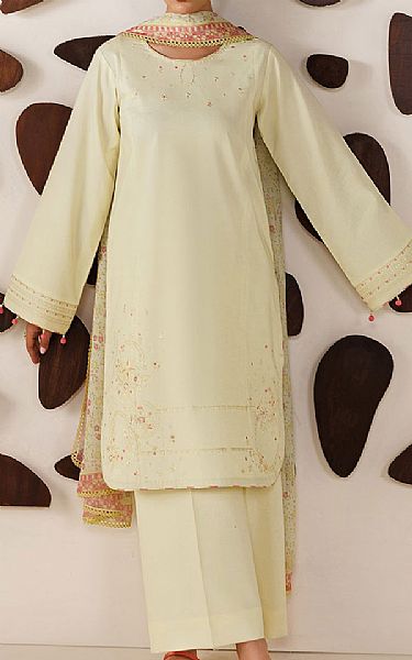 Farasha Butter Cream Lawn Suit | Pakistani Lawn Dress in USA- Image 1